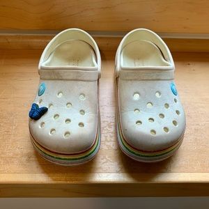 Rainbow glitter crocband size 12